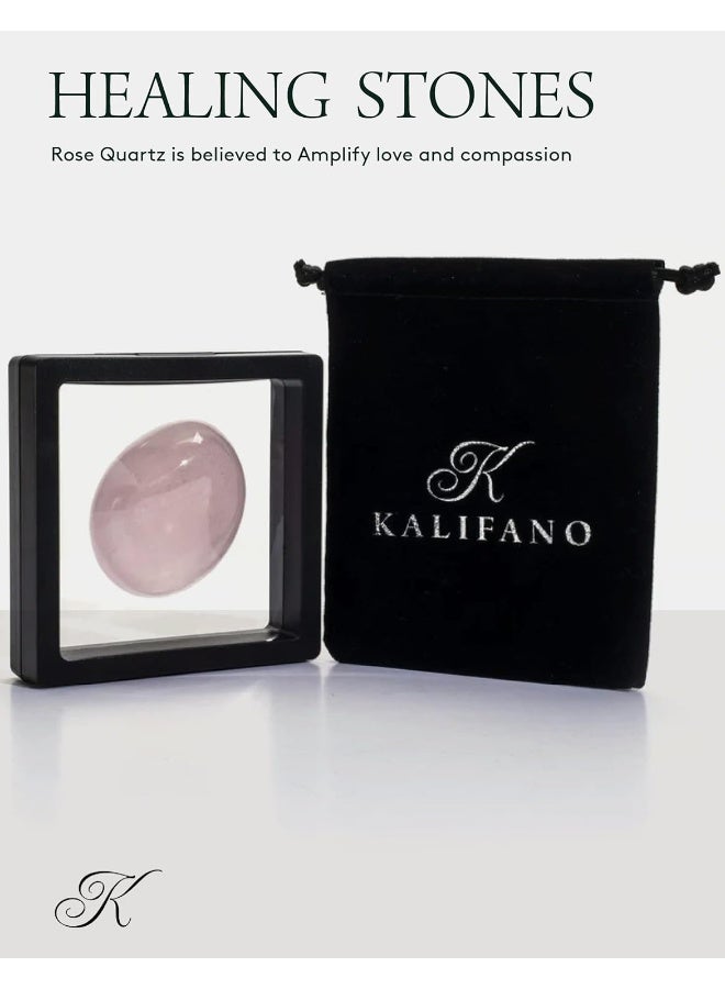 KALIFANO Rose Quartz Palm Stone with Healing & Calming Effects - Image 2